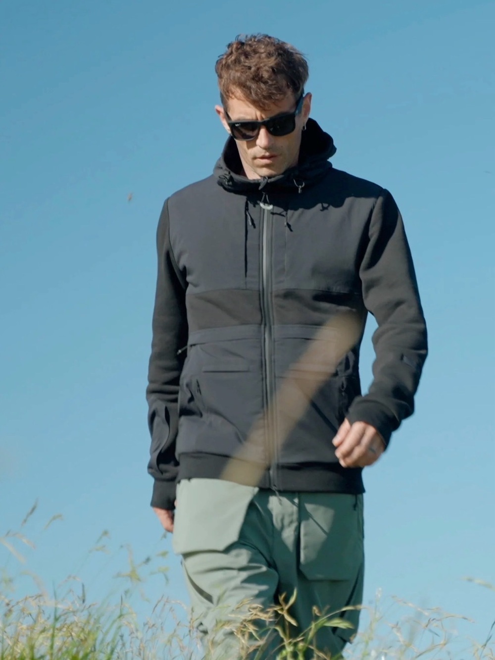 Men's Black Hooded Windbreaker Jacket